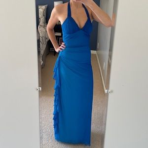 Blue glitter halter dress